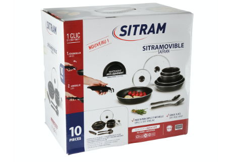SITRAM Set de 4 casseroles 14-16-18-20cm + 1 pince amovible tous