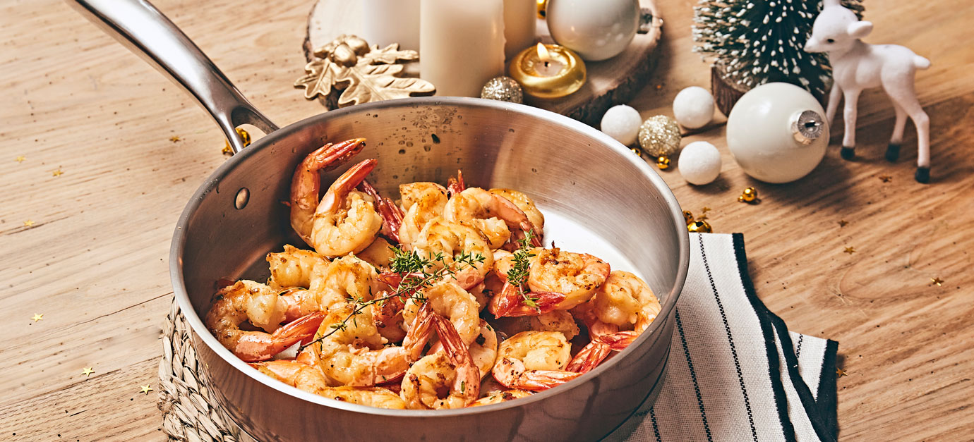 SITRAM recipe for pan-fried prawns with thyme