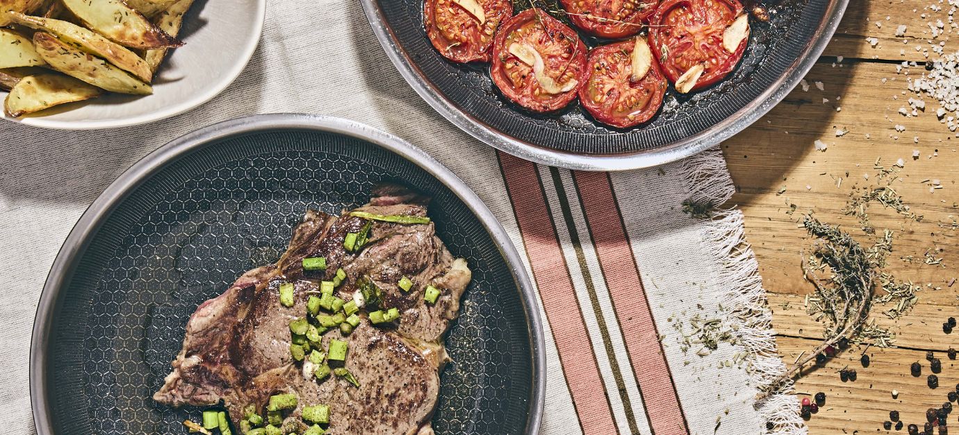 SITRAM Recette Steak de boeuf accompagné de légumes de saison
